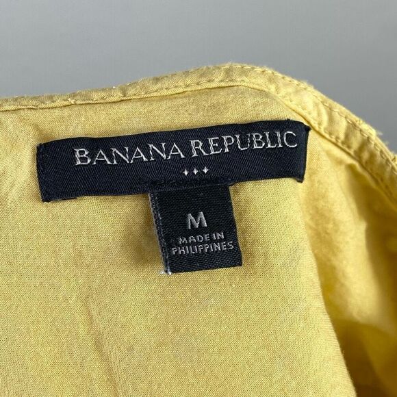 Banana Republic Yellow Eyelet Lace Open Back V Back Blouse Size M - Picture 7 of 7